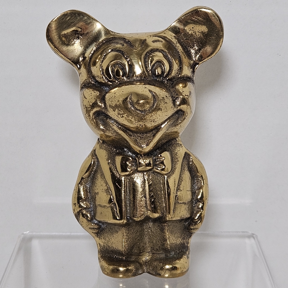 Vintage Disney Mickey Mouse Brass Figure Collectible 1960’s w/ Natural Patina - Picture 2 of 10